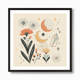 Minimalist Boho Celestial Moon 22 Art Print