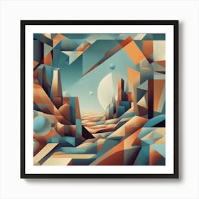 Out Of The World Planet Cubism Style Art Print