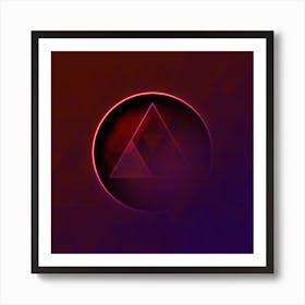 Geometric Neon Glyph on Jewel Tone Triangle Pattern 318 Art Print