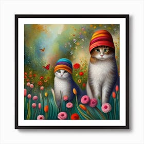 Garden Kittens Art Print