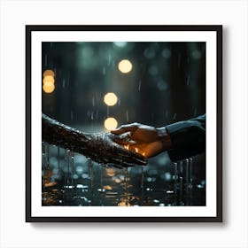 Hands In The Rain Art Print