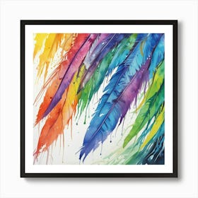 Rainbow Feathers Art Print