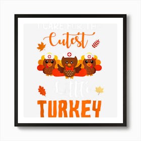 I Care For Thecutest Little Turkeys Thanksgiving Vintage Art Print