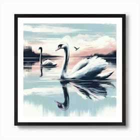 Illustration Swan 1 Art Print