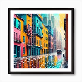 Rainy Day In The City Art Print