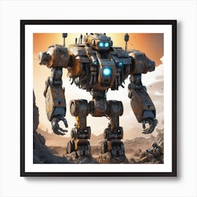 Giant Robot In The Desert Art Print