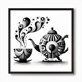 Black And White Teapot Art Print