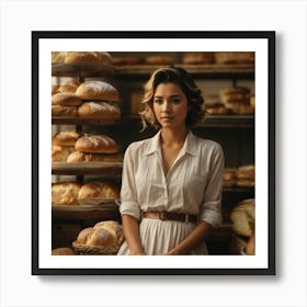 Beautiful Woman In A Bakery Art Print
