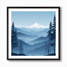 Misty mountains background in blue tone 40 Art Print