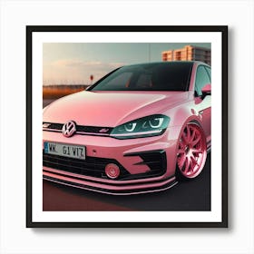 Pink Volkswagen Golf R Art Print