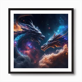 Dragons In Space Art Print