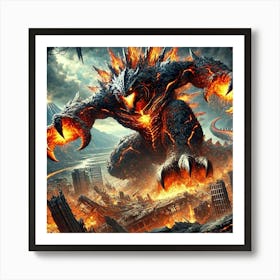 Super Kaiju Unstoppable Charge Art Print