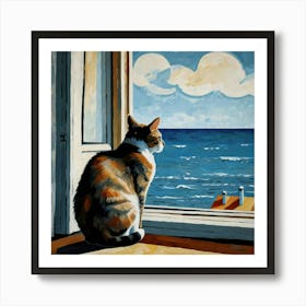 Cat Looking Out The Window 5 Art Print