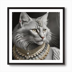 Firefly A Beautiful, Cool, Handsome Silver And Cream Majestic Masculine Main Cat Blended With A Japa (4) Art Print