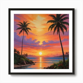 Sunset At The Beach 28 Art Print