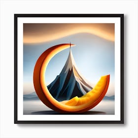 An Orange In The Shape Of A Mountain Art Print