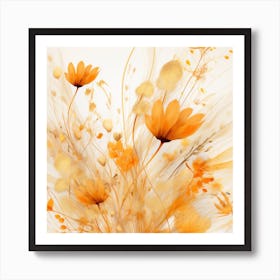 Abstract - Orange Flowers Art Print