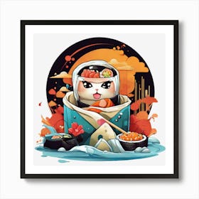 Sushi Cat Art Print