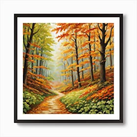 Forest In Autumn In Minimalist Style Square Composition 267 Art Print