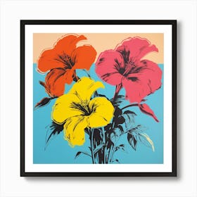 Andy Warhol Style Pop Art Florals 1 Art Print