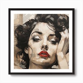 'The Girl With Red Lips' Art Print