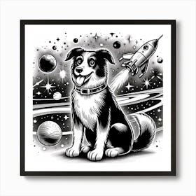 Laika Dog in Space Art Print