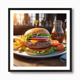 Hamburger On A Plate 169 Art Print