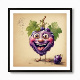 Cartoon Grapes 1 Art Print