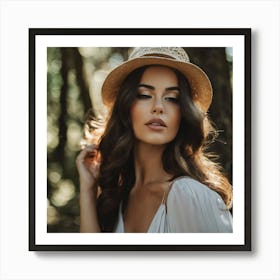 Beautiful Woman In A Hat Art Print