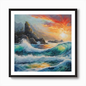 Sunset Over The Ocean Art Print