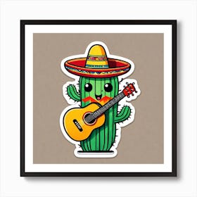 Cactus With Guitar Art Print