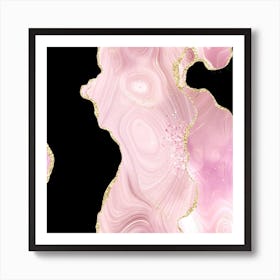 Pink & Gold Glitter Agate Texture 02 Art Print