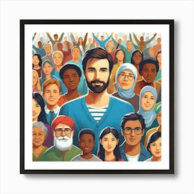 A beautiful piece of digital artwork depicting a diverse group of people from all walks of life. The people are all smiling and looking happy, and they are all wearing different types of clothing. The background is a simple white color, which helps to make the people stand out. The artwork is a celebration of diversity and inclusion, and it is a reminder that we are all more alike than we are different. It would be a great addition to any home or office, and it would make a perfect gift for anyone who appreciates diversity. Art Print