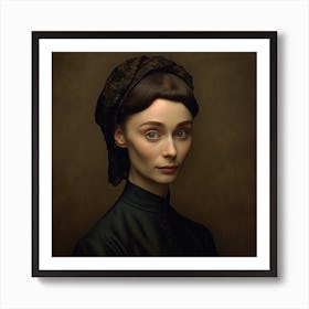 Portrait Of Audrey Hepburn - Leonardo Davinci Style3 Art Print
