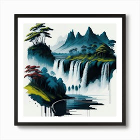 Colored Falls Ink Painting (10) Art Print