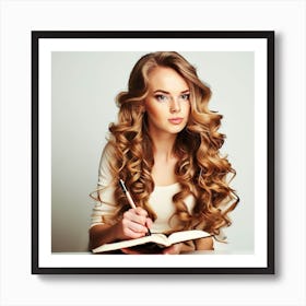 Portrait Of A Young Woman Writing Art Print