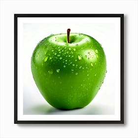 Green Apple With Water Droplets 2 Art Print