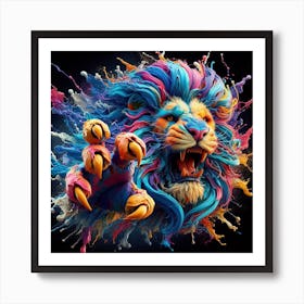 Lion With Paint Splashes Art Print