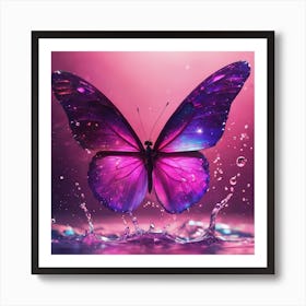 Crystal Purple Butterfly Splashing Water Art Print