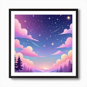 Sky With Twinkling Stars In Pastel Colors Square Composition 238 Art Print