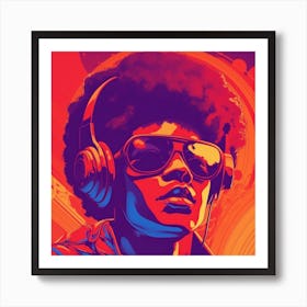 Man With Headphones Art Print