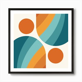 Mid Century Modern Geometric Arch A2 In Sage Teal Orange 02 Art Print