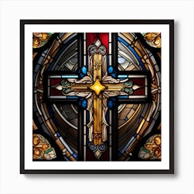 Stained Glass Cross Art Print