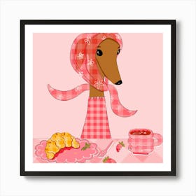 Greyhound at Brunch 1 Art Print