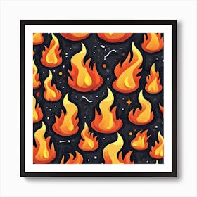 Seamless Pattern With Fire 1 Art Print