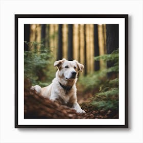 Dog In The Forest Art Print