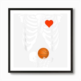 Funny Skeleton Baby Pregnant Halloween Basketball Women Art Print