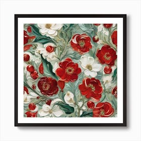 Red and white and green Art Print