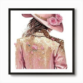 Cowgirl In Pink 1 Art Print