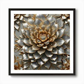 Gold Flower With Silver Lining Art Print